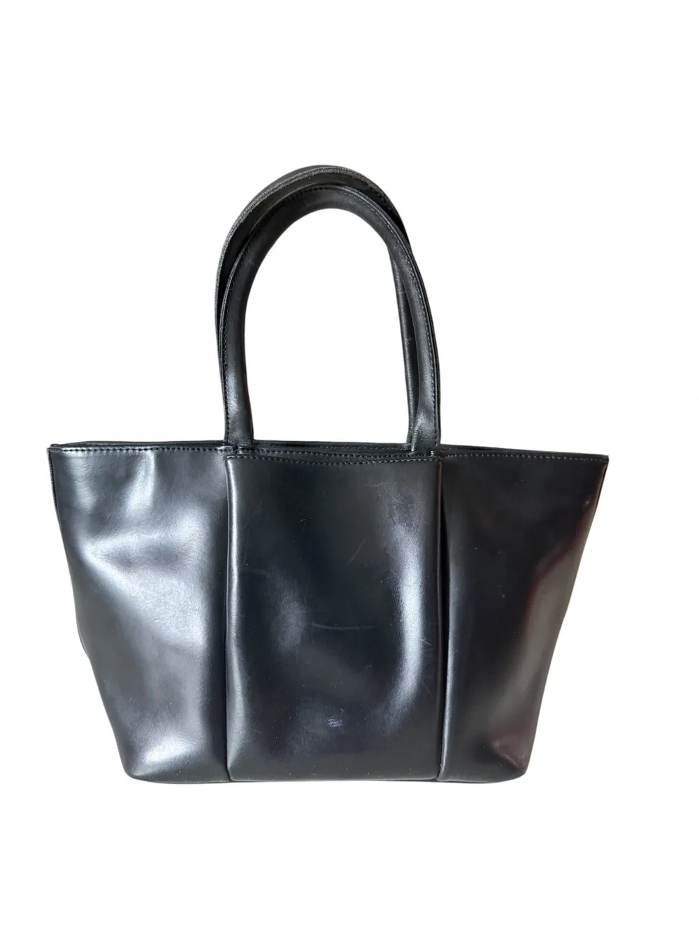 Vintage Focus Paris Black Leather Structured Tote Bag Made in France